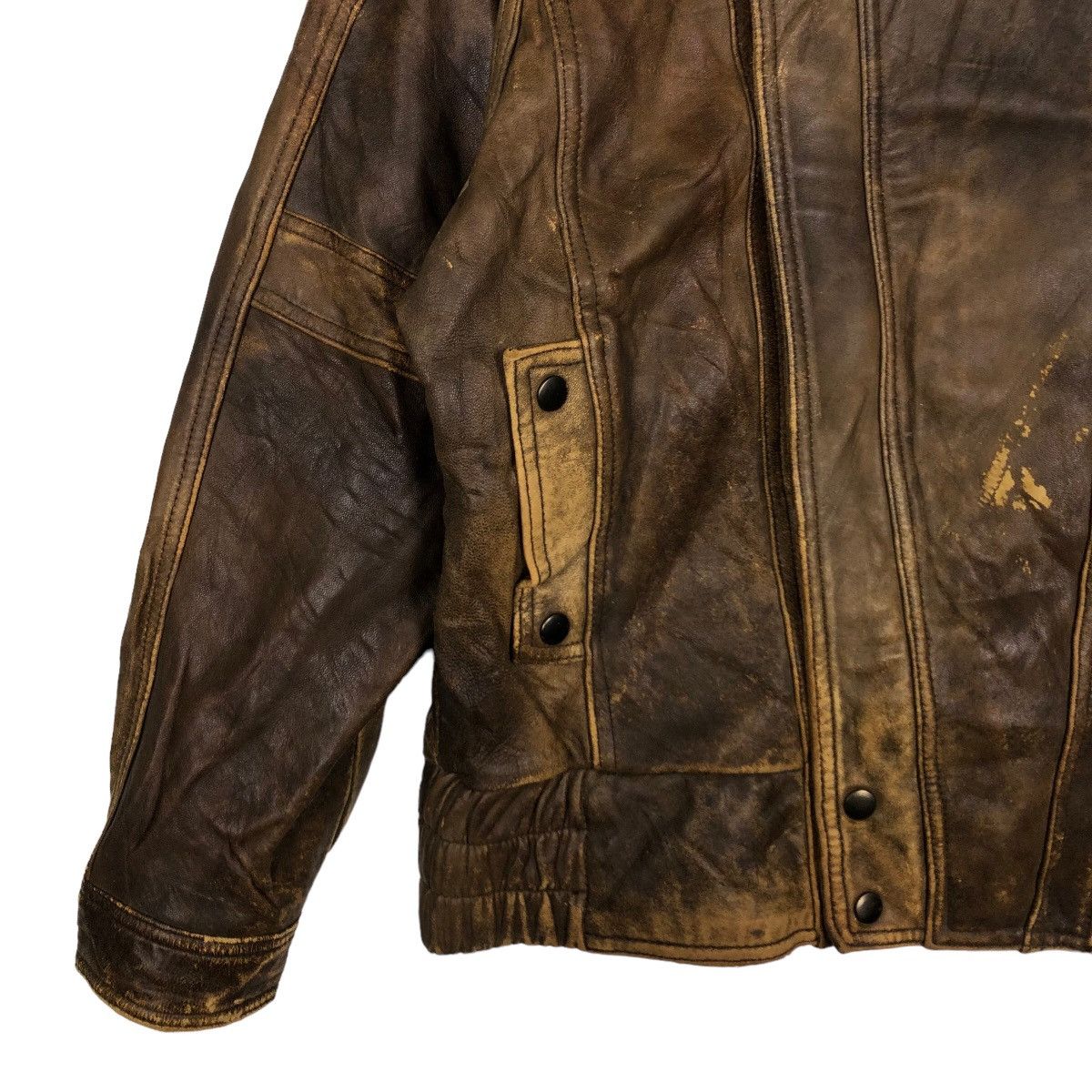 Genuine Leather 🔥Vintage Leather Jacket Wakamatsu Fur Bomber Design Japan Size US M / EU 48-50 / 2 - 3 Thumbnail