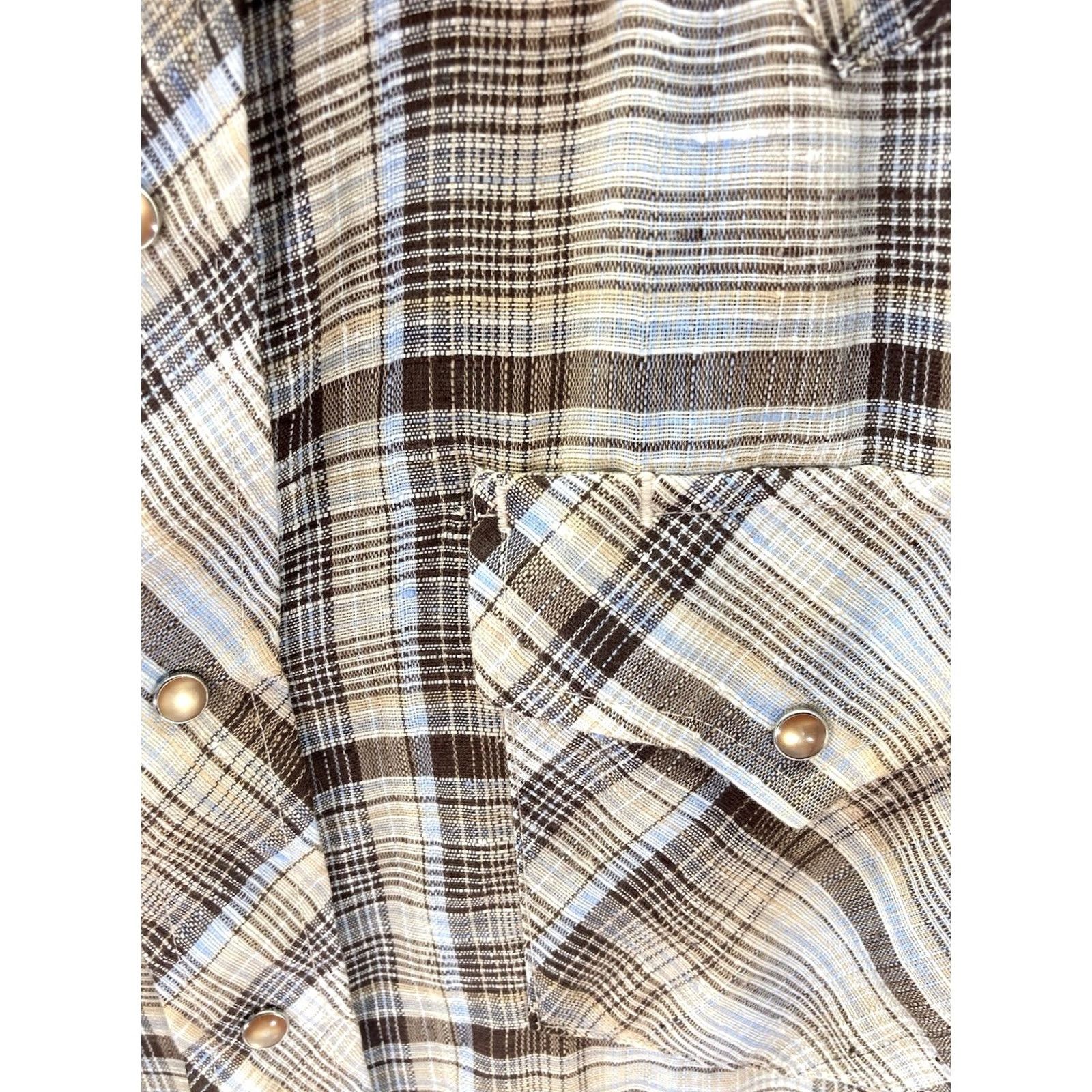 Vintage VINTAGE Dan Rivers Pearl Snap Shirt Men Medium 15.5/32 Brown Plaid Long Sleeve Shirt Mens VTG Size US M / EU 48-50 / 2 - 4 Thumbnail