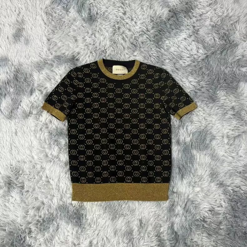 Gucci Gucci GG cotton gold and silver silk short sleeves Size S / US 4 / IT 40 - 2 Thumbnail