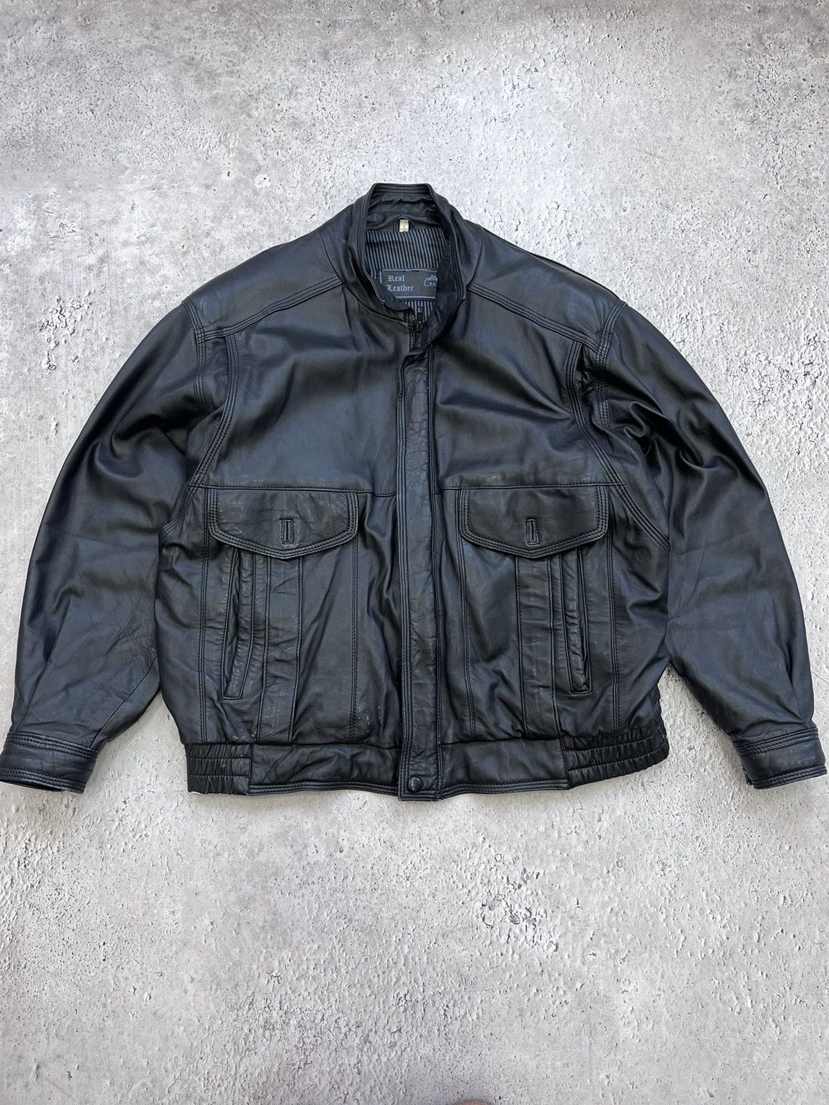 Other Vintage Y2K Black Bomber Leather Jacket Boxy Utility Size US M / EU 48-50 / 2 - 1 Thumbnail
