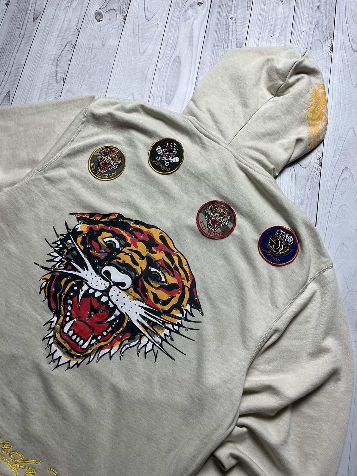 Ed Hardy × Vintage Vintage Ed Hardy hoodie big logo tiger rare size : Xl , XxL Size US XL / EU 56 / 4 - 3 Thumbnail