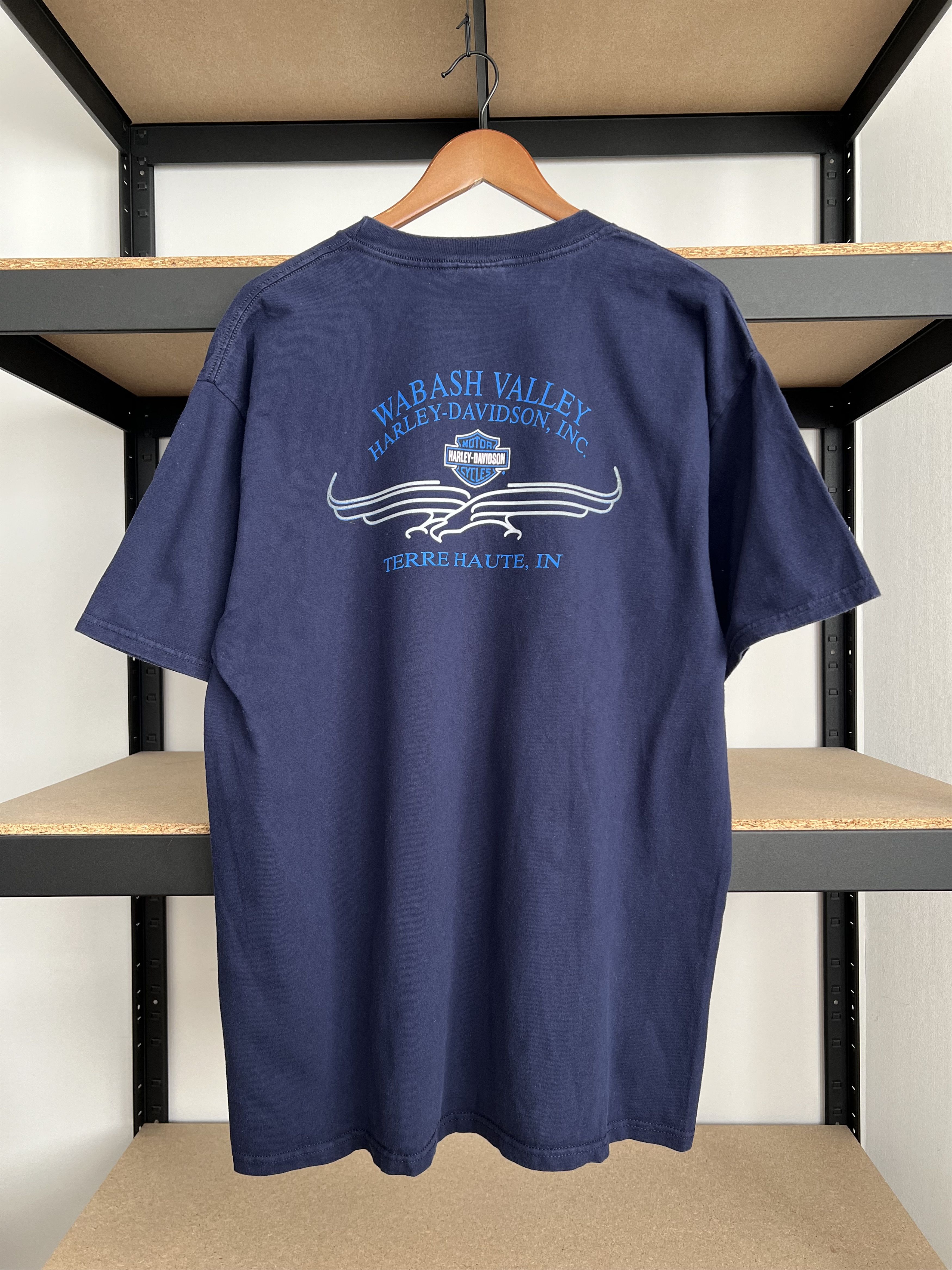 Harley Davidson Vintage 2000s Harley Davidson Eagle Motorcycle Navy T-shirt Size US XL / EU 56 / 4 - 2 Thumbnail