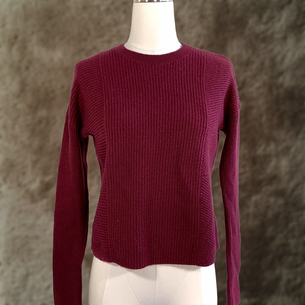 Athleta Athleta Sweater Ribbed Wool Cashmere XXS Crew Neck Long Sleeve Red Solid Pullover Women Size XXS / US 00 / IT 34 - 1 Thumbnail