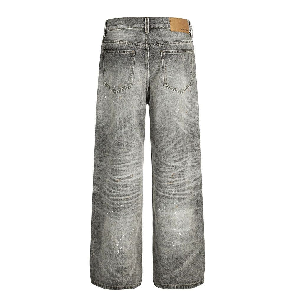 Vintage Punk ink-splashed washed gradient distressed straight jeans Size US 32 / EU 48 - 2 Thumbnail