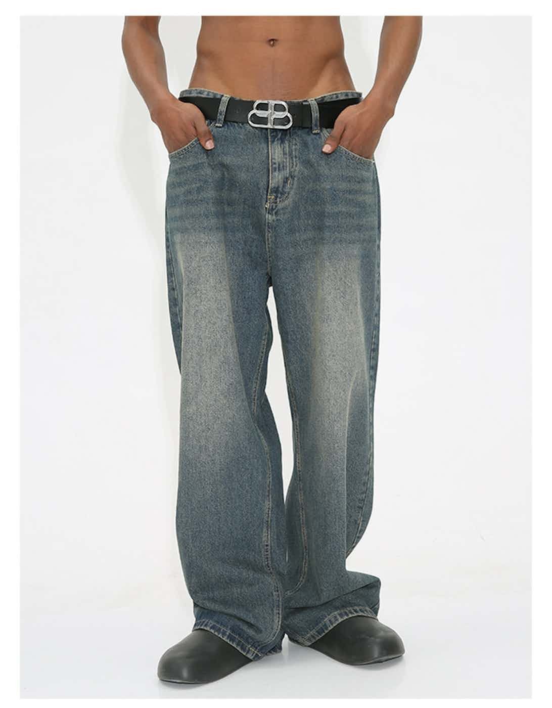 skate hiphop washed faded baggy jeans