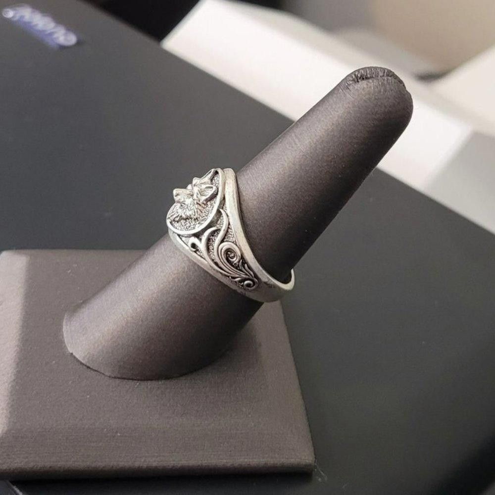 Designer Men's 925 Silver Retro Wolf Totem Punk Ring - Size 8 Size ONE SIZE - 5 Thumbnail
