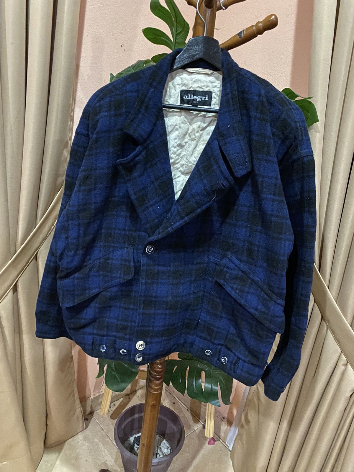 Allegri Allegri Men’s Double-Breasted Plaid Jacket - Italian Wool Size US L / EU 52-54 / 3 - 2 Thumbnail