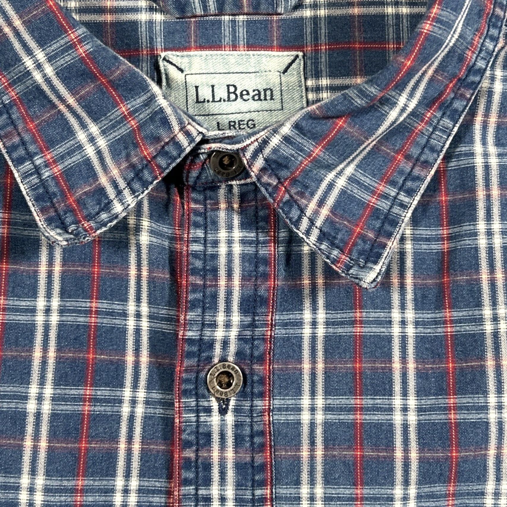 Vintage L.L. Bean Button-Up Long Sleeve Plaid Shirt Blue Large Regular Pockets Mens Size US L / EU 52-54 / 3 - 5 Thumbnail