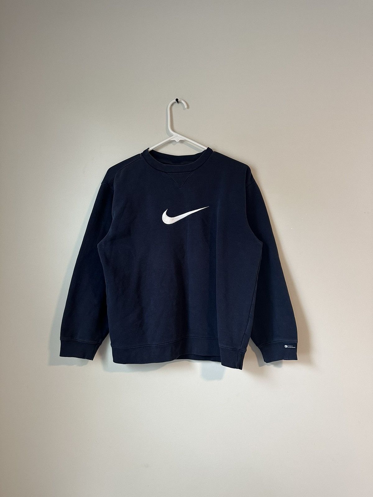 Rare! Nike Small Logo Spell Out Embroidery Crewneck Blue Color Pullover cheapest Jumper Sweater Sweatshirt Streetwear Sportswear Brand Fashion Style