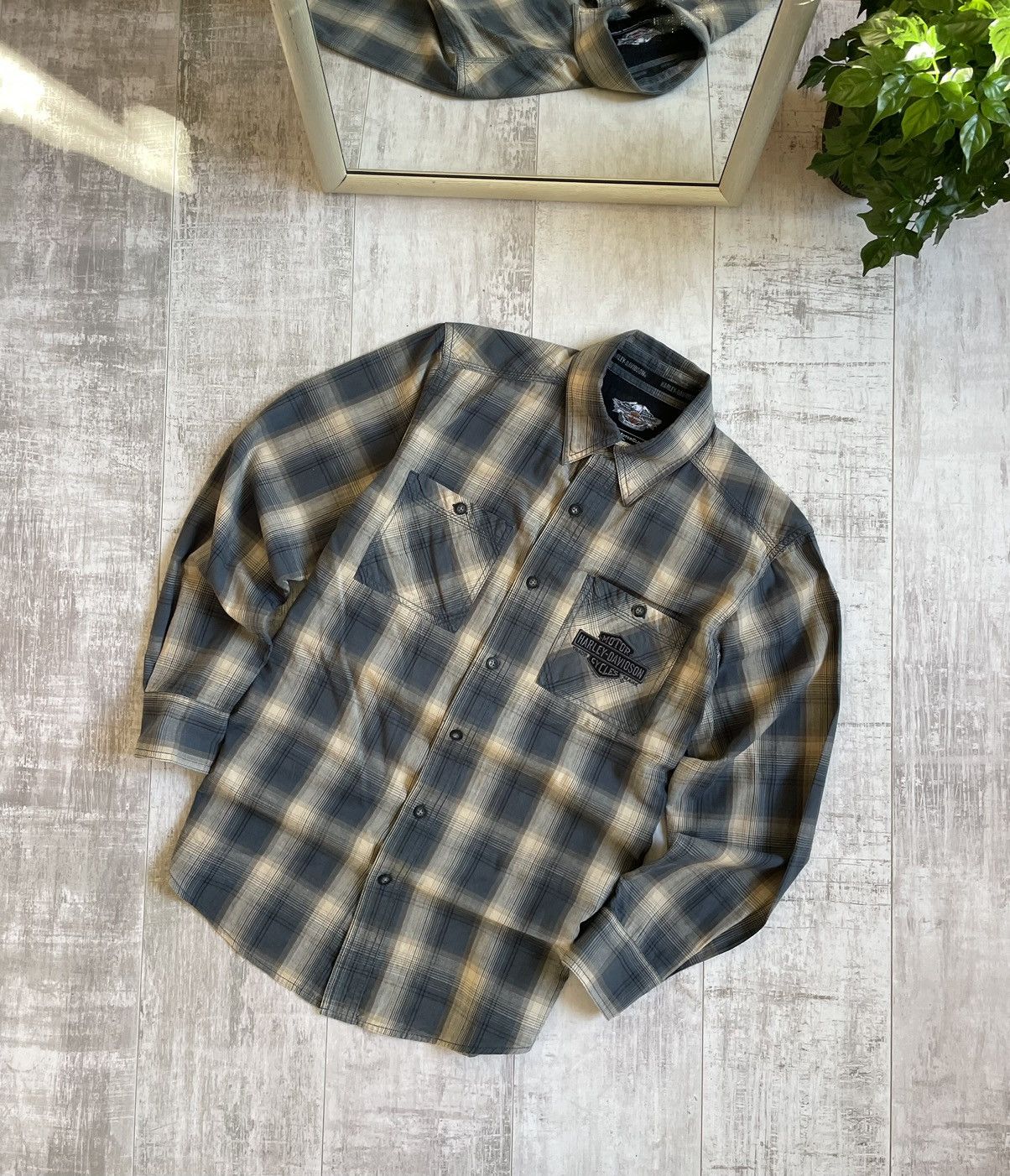 Harley Davidson × Japanese Brand Vintage Harley Davidson Flannel Shirt Button Up Size US S / EU 44-46 / 1 - 1 Thumbnail