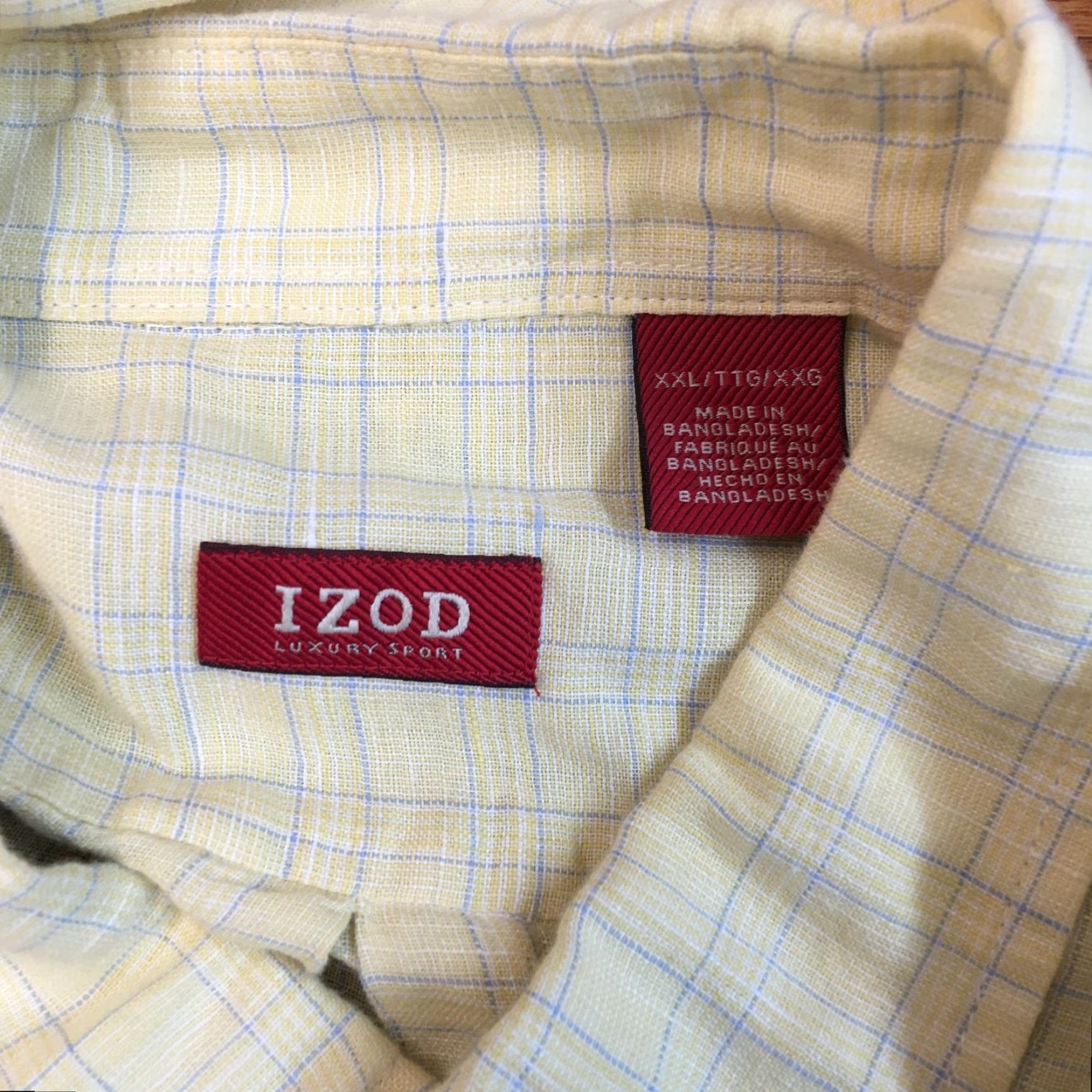Izod Izod Luxury Sport Mens Short Sleeve Casual Yellow Button Down Shirt XXL Size US XXL / EU 58 / 5 - 3 Thumbnail