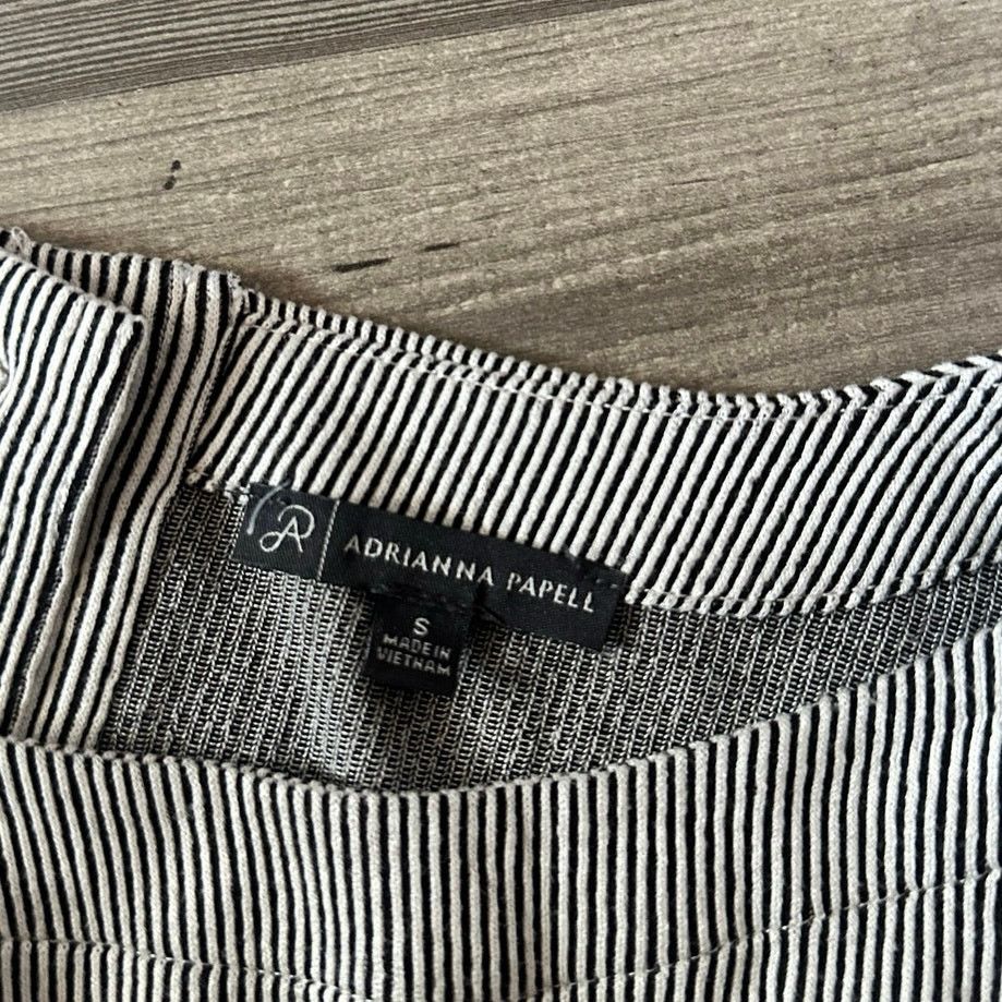 Adrianna Papell adrianna papell black white striped short sleeve knit shirt Size S / US 4 / IT 40 - 4 Thumbnail
