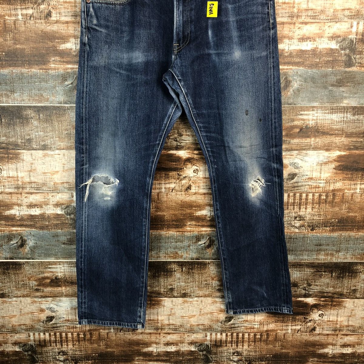 Japanese Brand Uniqlo japan Blue Distressed ripped Denim Pants #A1411 Size US 36 / EU 52 - 3 Thumbnail