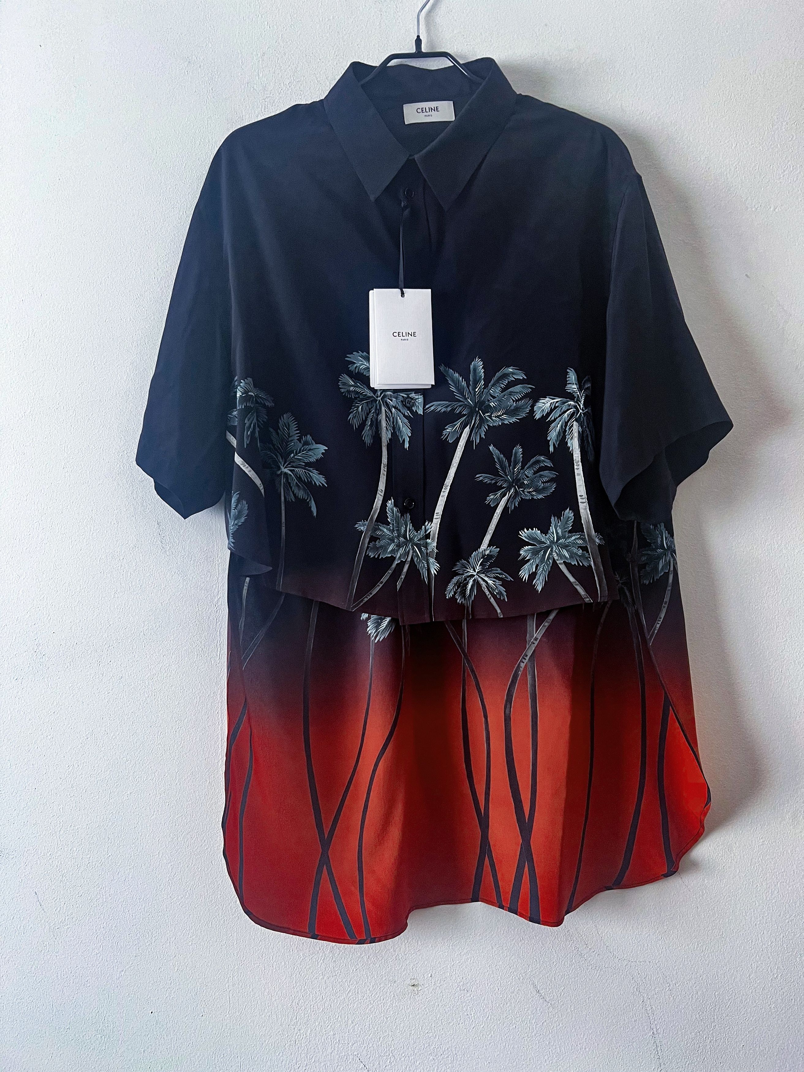Celine Runway SS22 silk no viscosa palm shirt Size US M / EU 48-50 / 2 - 2 Thumbnail