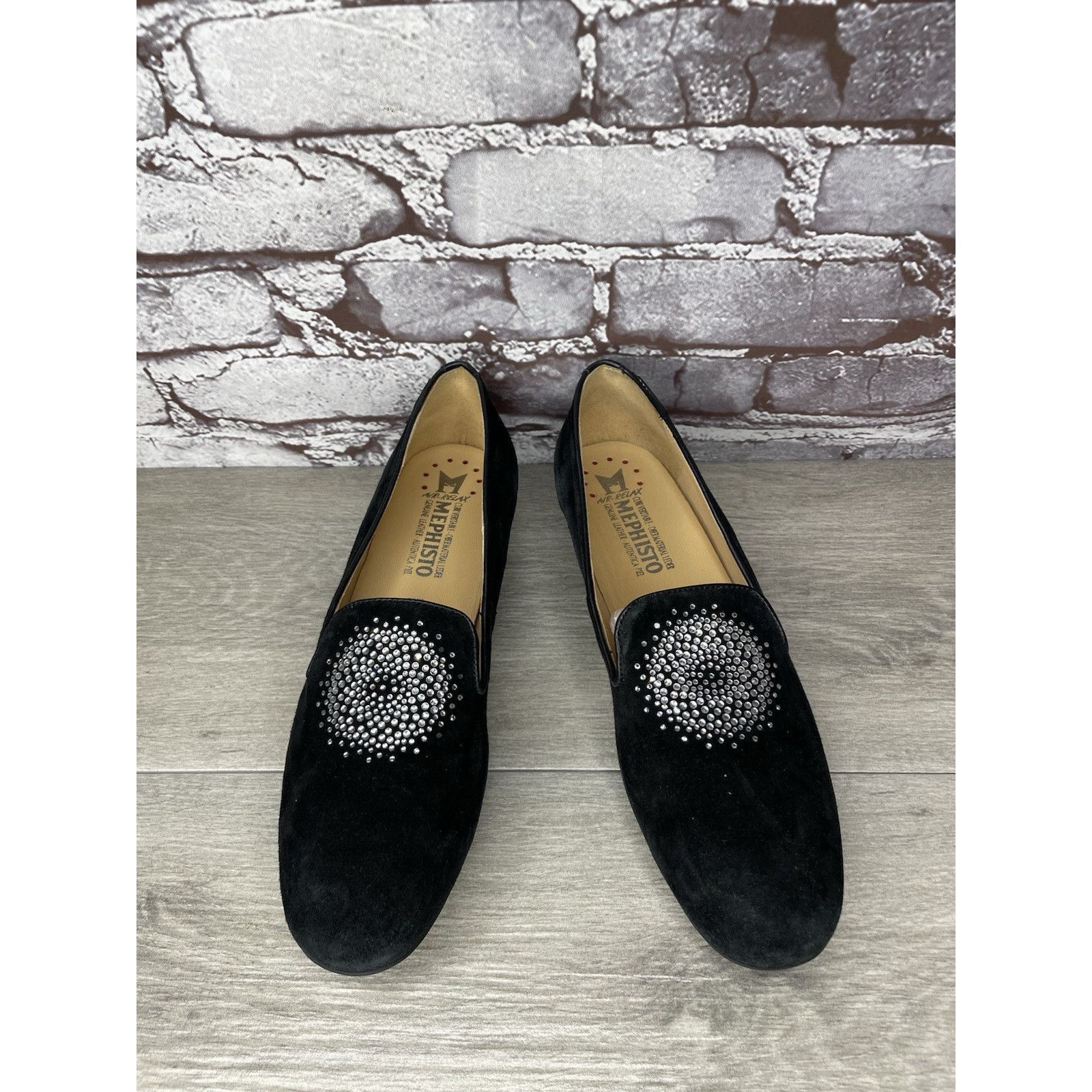 Mephisto Mephisto Air-Relax Black Suede Leather Rhinestone Heel Loafe Size US 10 / IT 40 - 16 Thumbnail