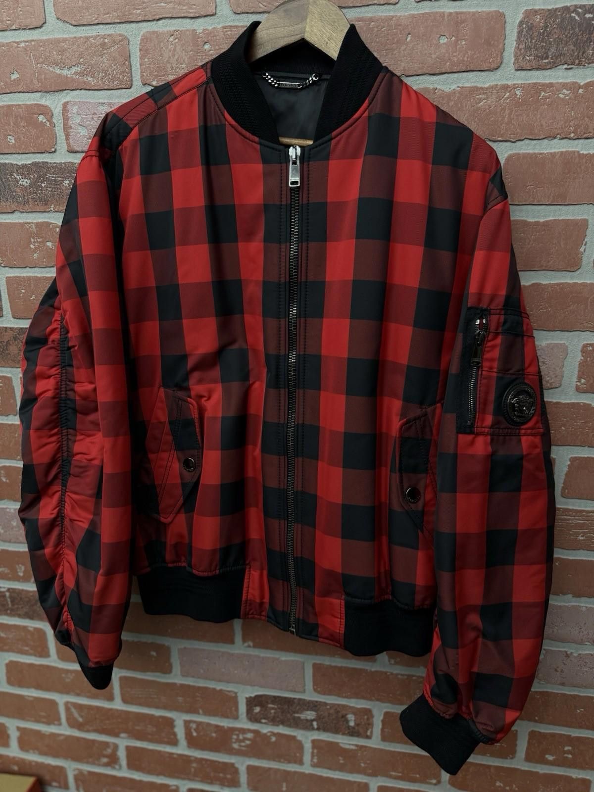 Versace Versace Gingham Bomber Jacket Red Size 52 $1975 RARE Size US L / EU 52-54 / 3 - 5 Thumbnail