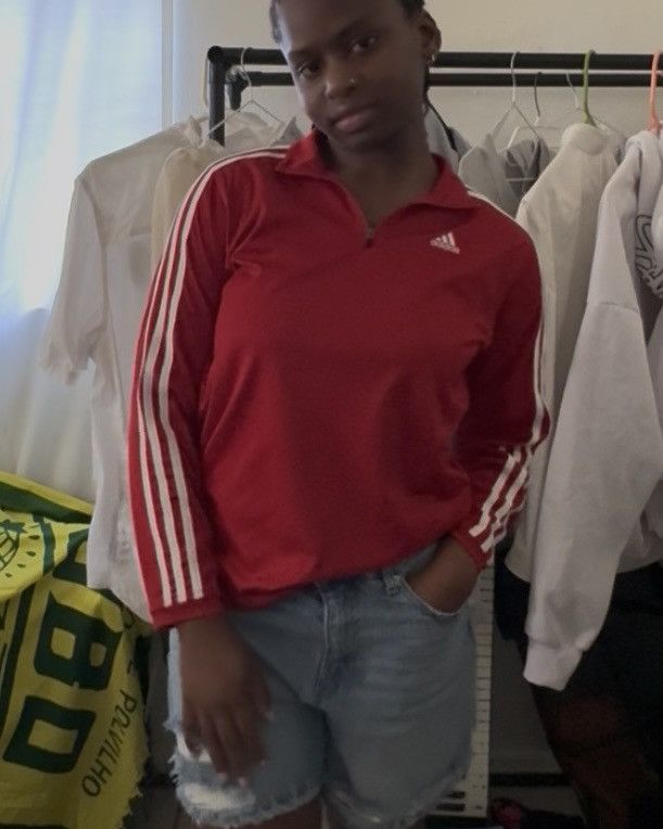 Adidas Adidas bright Red 3/4 zip Size L / US 10 / IT 46 - 1 Thumbnail