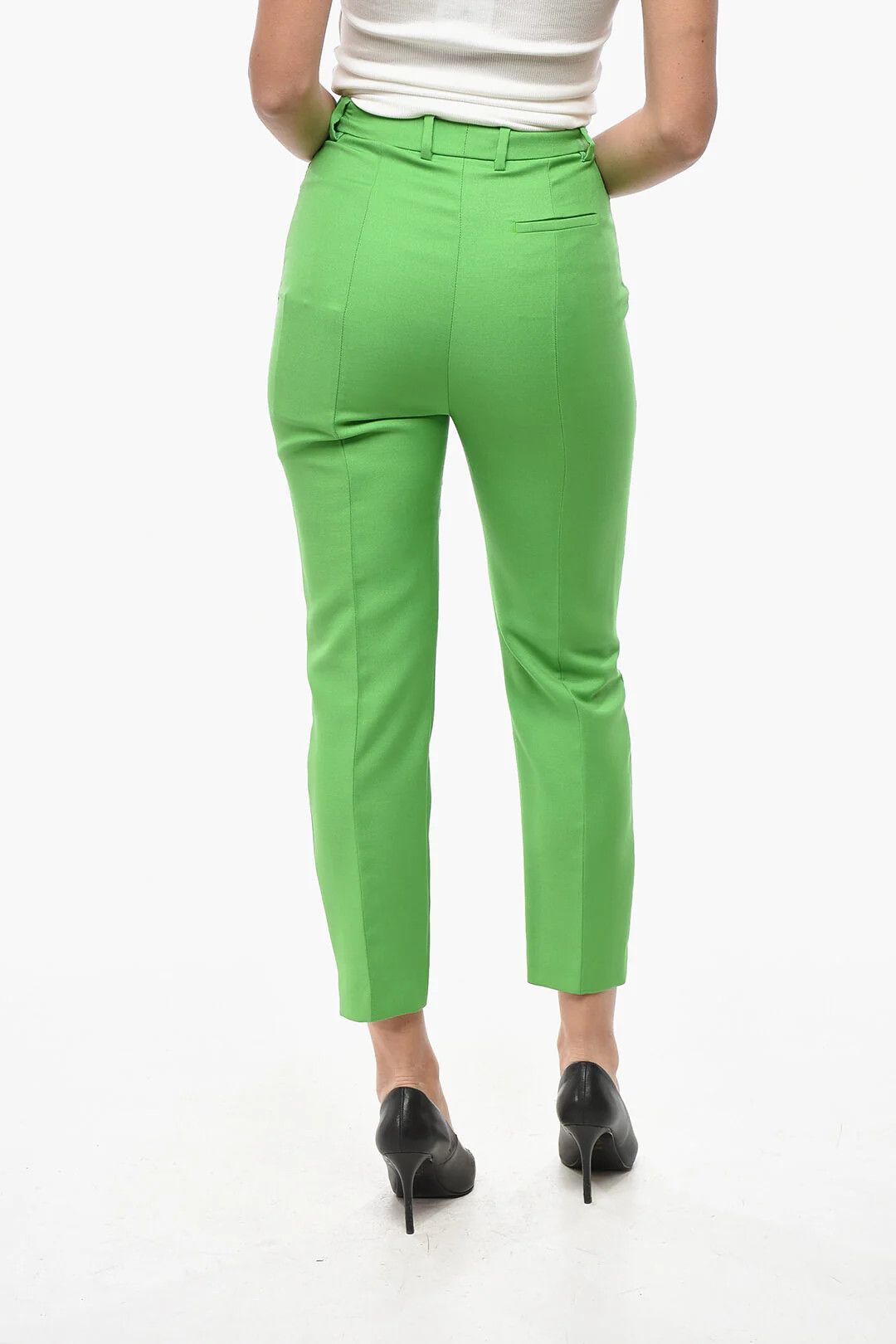Alexander McQueen og1mm0426 Wool-Blend Cigarette Pant in Green Size 26" / US 2 / IT 38 - 2 Thumbnail