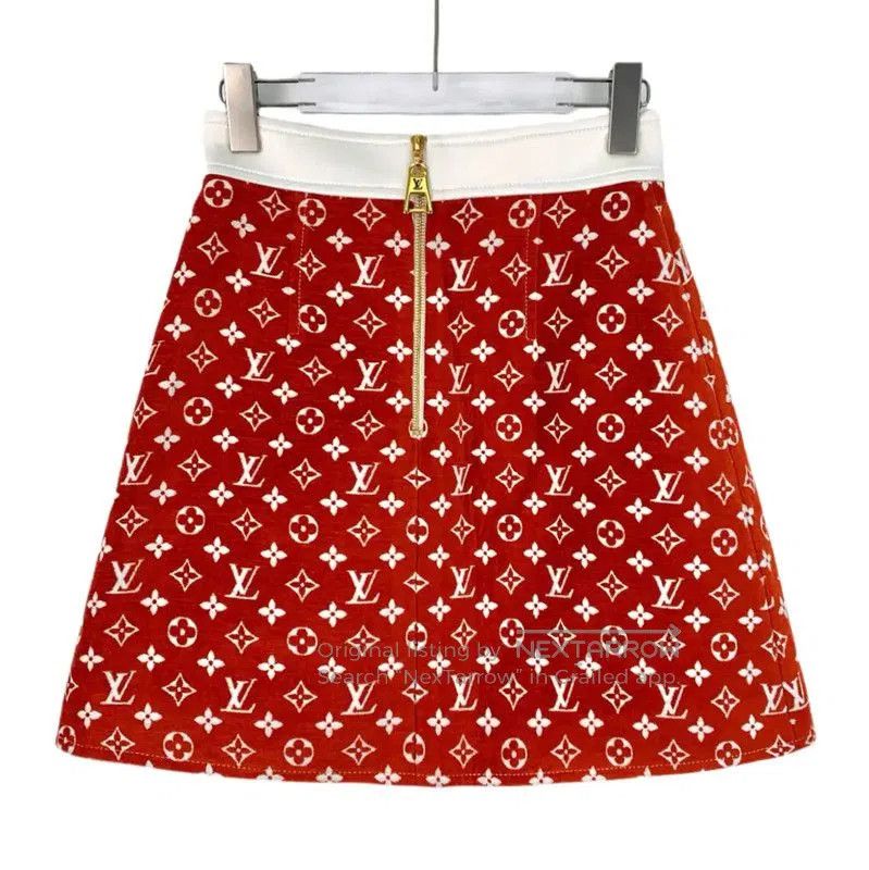 Louis Vuitton Louis Vuitton Red Printed Skirt for Women . Size 22" - 2 Thumbnail