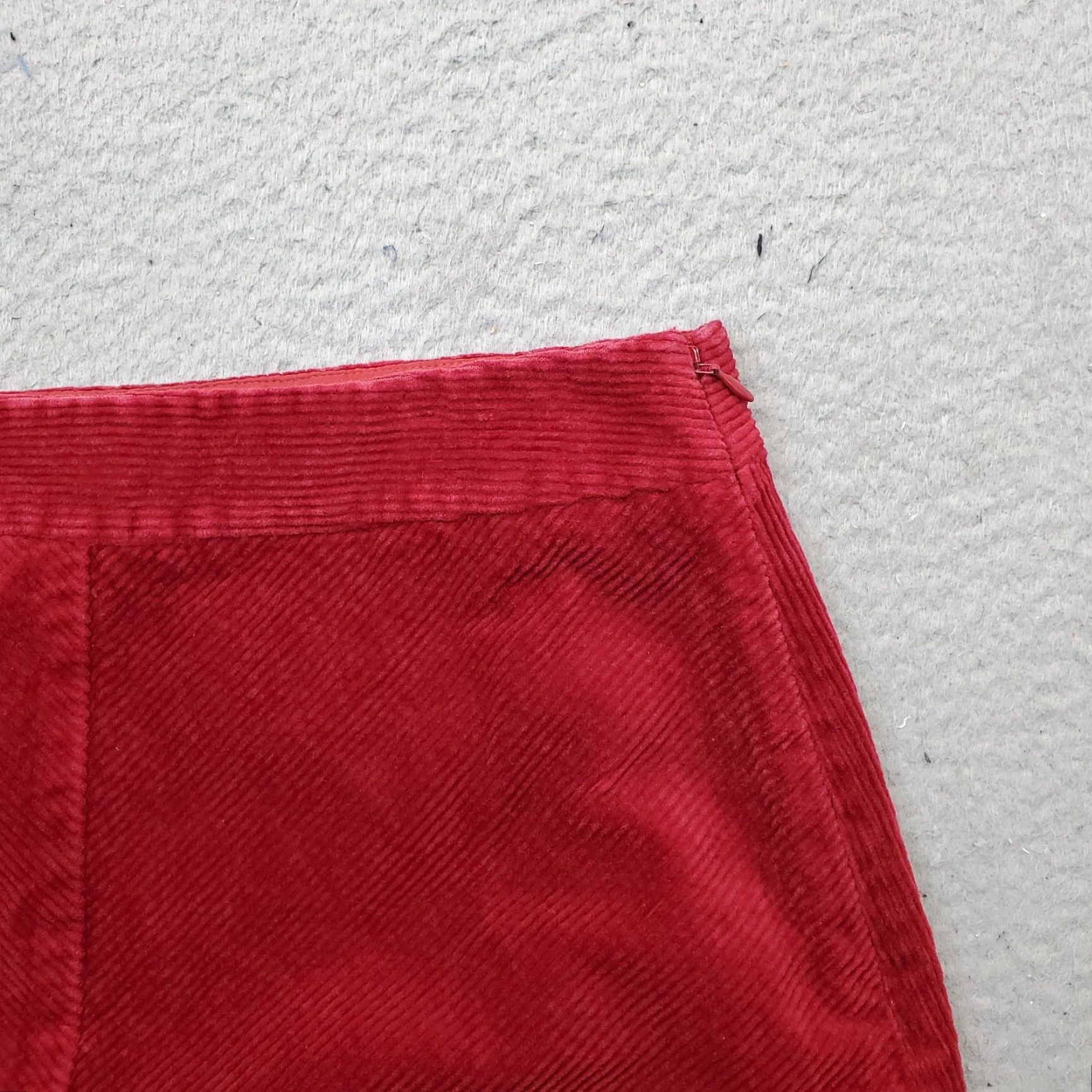 Loft LOFT Womens 2 Red Corduroy A-Line Mini Skirt Zip Pleated Lined Stretch Casual Short Size 26" / US 2 / IT 38 - 8 Thumbnail