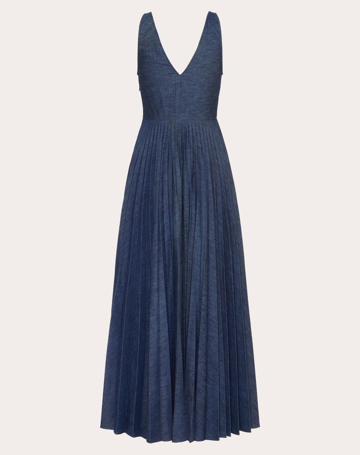 Valentino o1s1wg110525 Chambray Denim Plisse Dress in Medium Blue Size M / US 6-8 / IT 42-44 - 2 Thumbnail