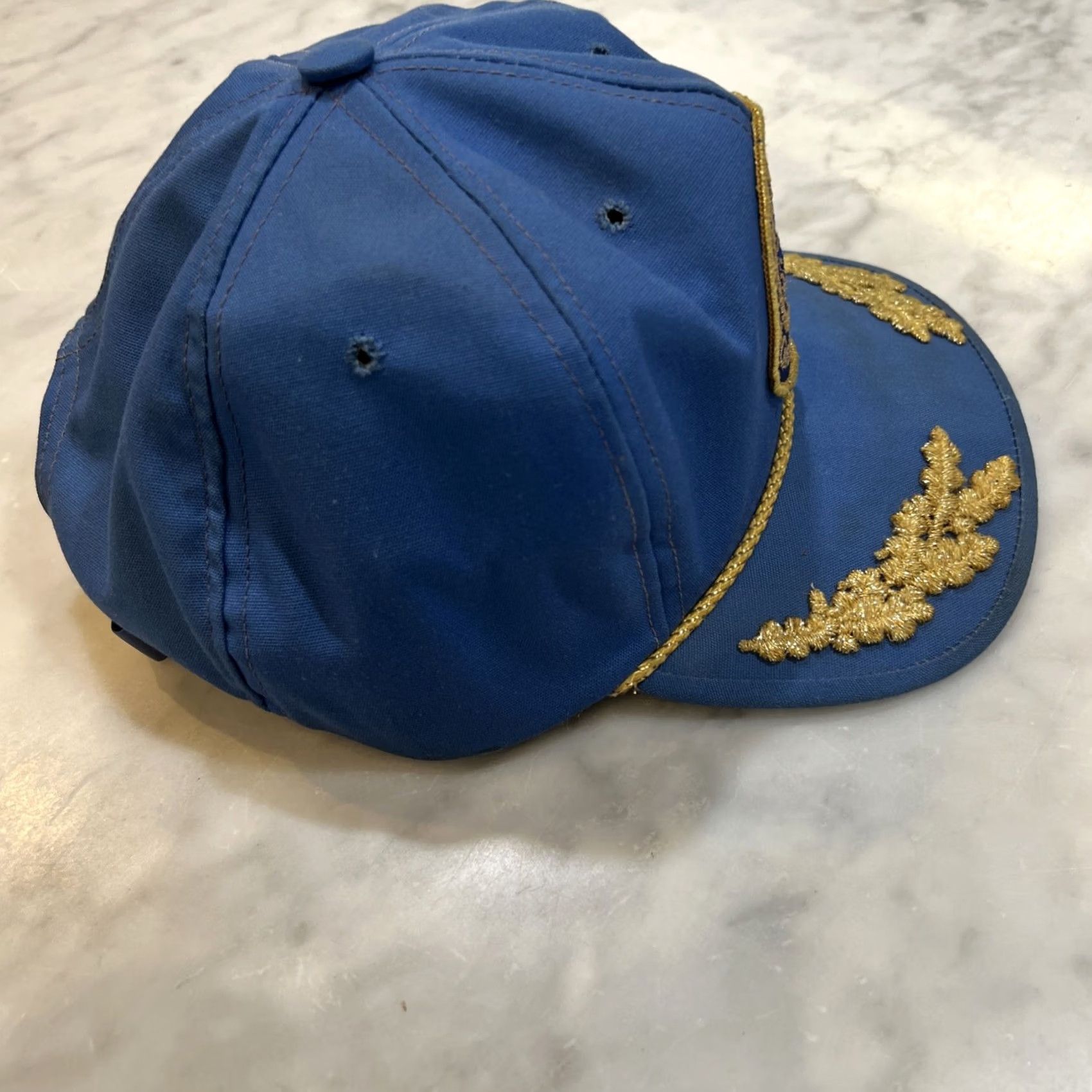 Vintage Towntalk Hat AdjustScrambled Eggs 1982 Beech Aircraft Corporation 50th Anniversary 6 Panel Adjustable Rope Men Blue Casual Baseball Cap Size ONE SIZE - 6 Thumbnail