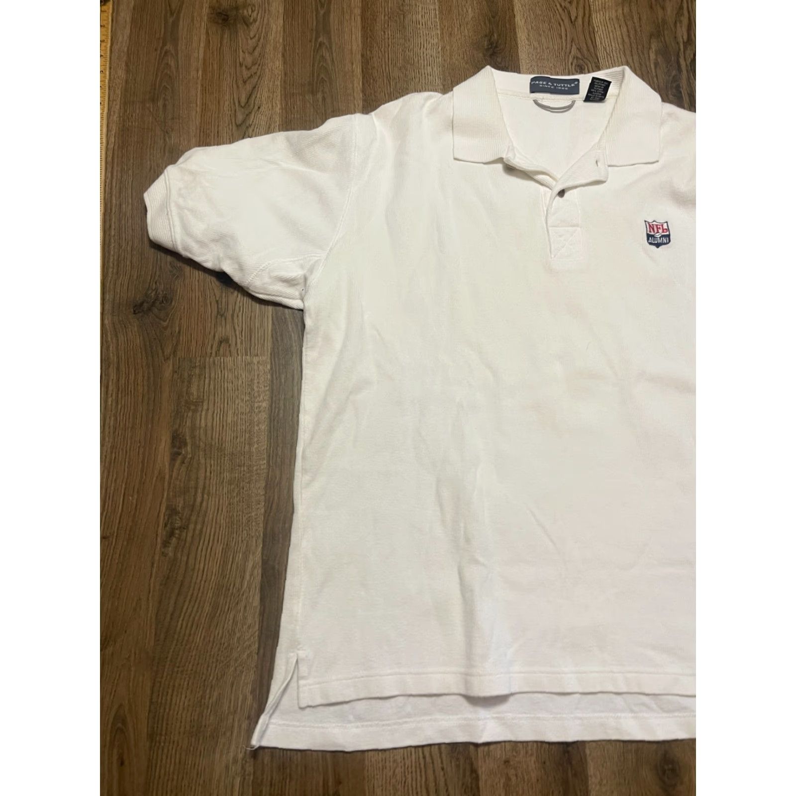 Vintage Page & Tuttle Shirt Men's Large White Polo NFL Alumni Embroidered Casual Golf Size US L / EU 52-54 / 3 - 3 Thumbnail