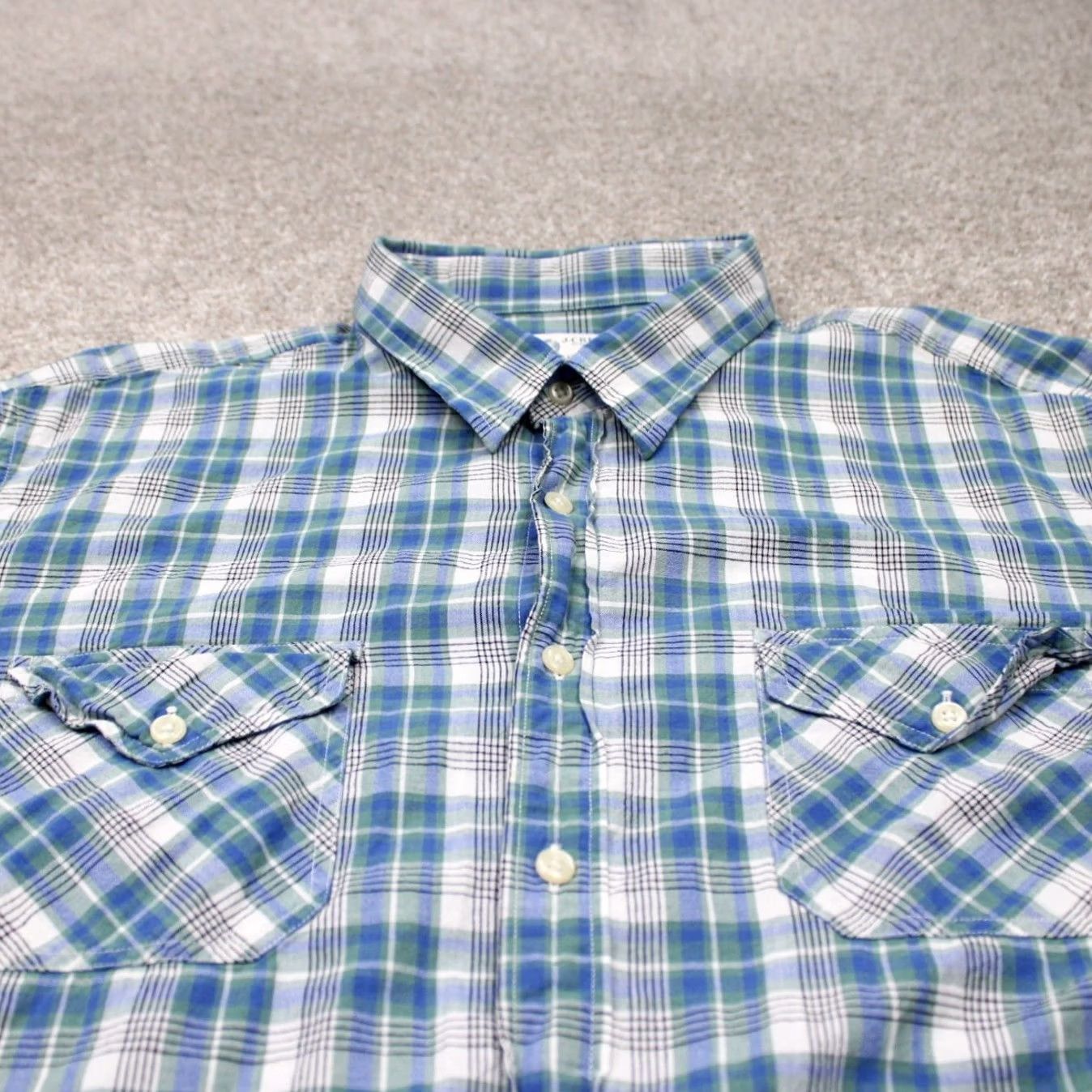 J.Crew J. Crew Shirt Mens XL Green/Blue/White Plaid 100% Cotton Long Sleeve Button Up Size US XL / EU 56 / 4 - 5 Thumbnail