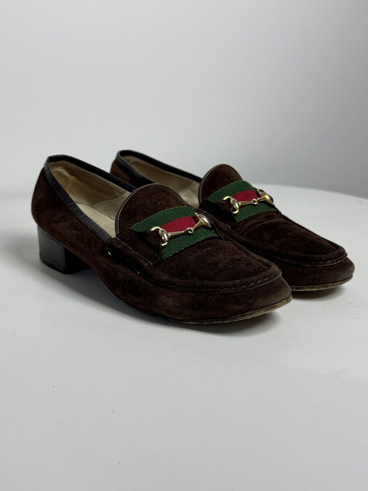 Gucci Vintage 80s rare Gucci brown suede loafers with horsebit Size US 7 / IT 37 - 1 Thumbnail