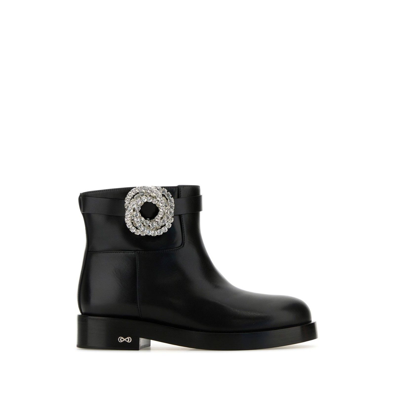 MACH & MACH Crystal Galaxy Black Leather Ankle Boots New &