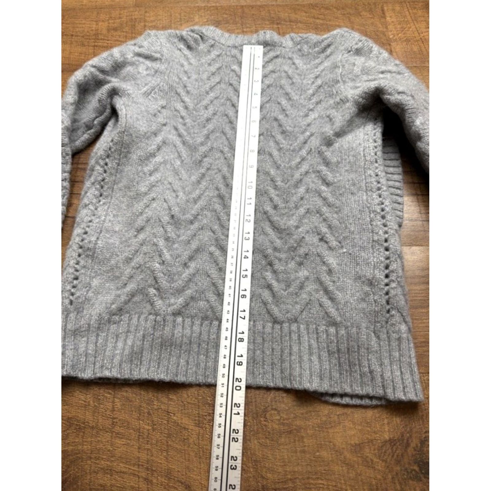 Bloomingdale's C by Bloomingdales 100% Cashmere Gray Open Front Fisherman Cardigan XXS Womens Sweater Knit Shirt Size XXS / US 00 / IT 34 - 7 Thumbnail