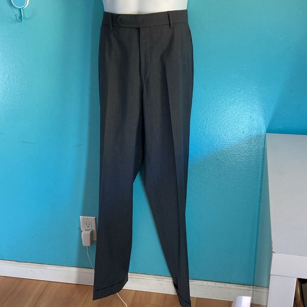 Other Ballin Wool Super 120's Gray Cuffed Mens Dress Pants Size 3 Size US 35 - 2 Thumbnail