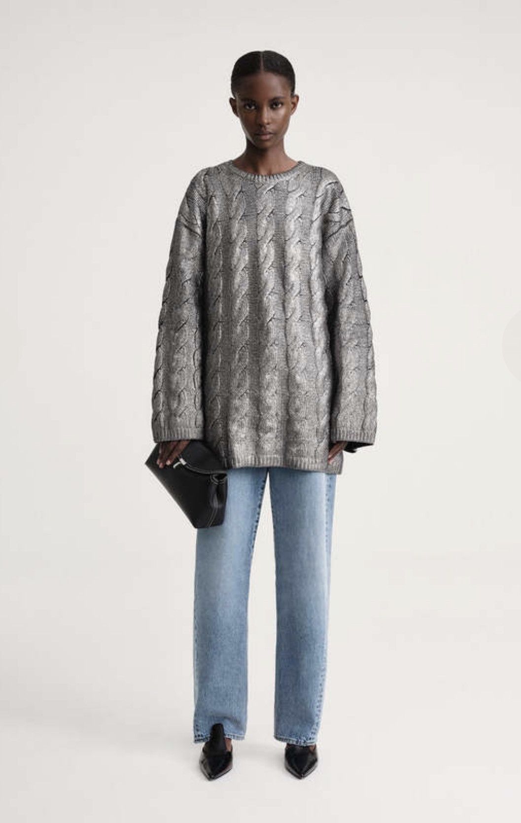 Toteme TOTEME silver oversized wool cable knit sweater Size XS / US 0-2 / IT 36-38 - 1 Thumbnail