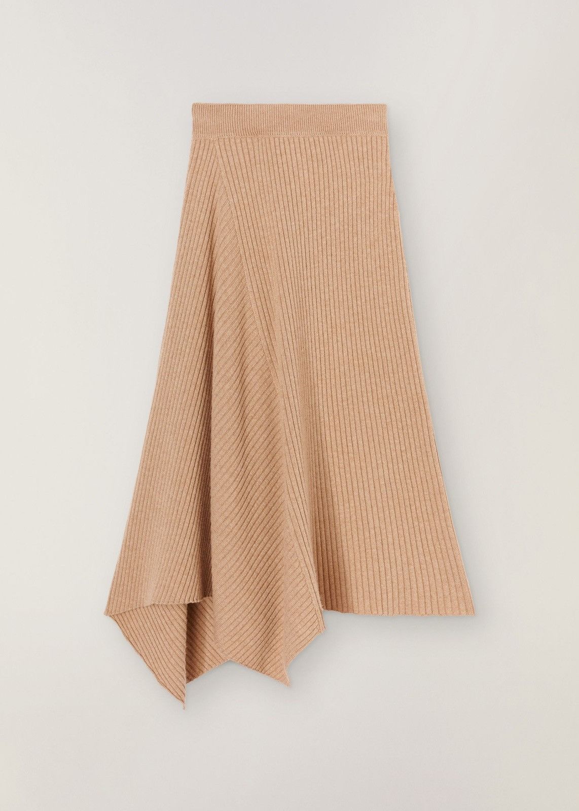 o1loc1c0224 Rib-Knit Cashmere/Baby Skirt in Beige
