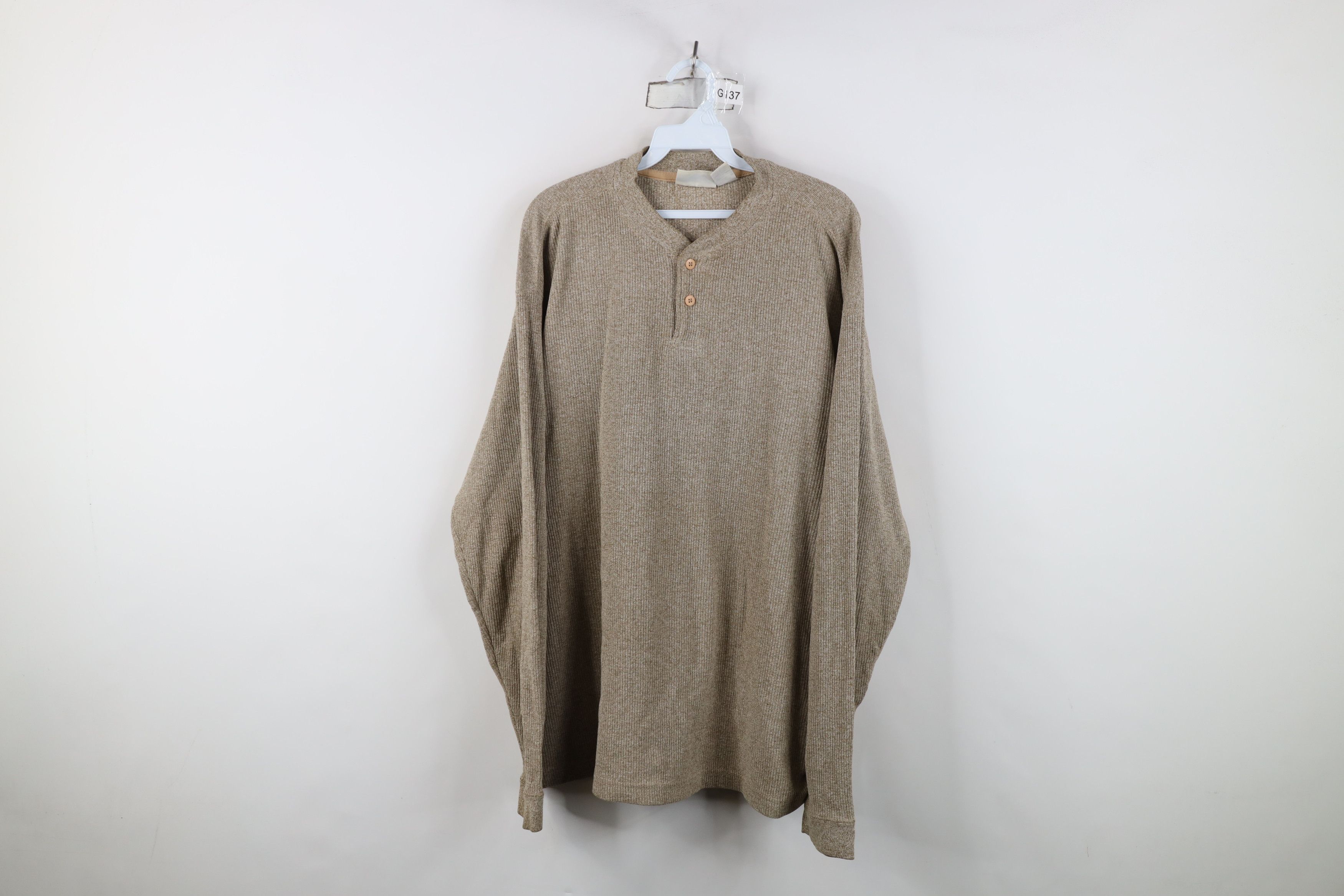 Vintage Vintage 90s Streetwear Waffle Long Sleeve Henley T-Shirt Size US XL / EU 56 / 4 - 1 Thumbnail