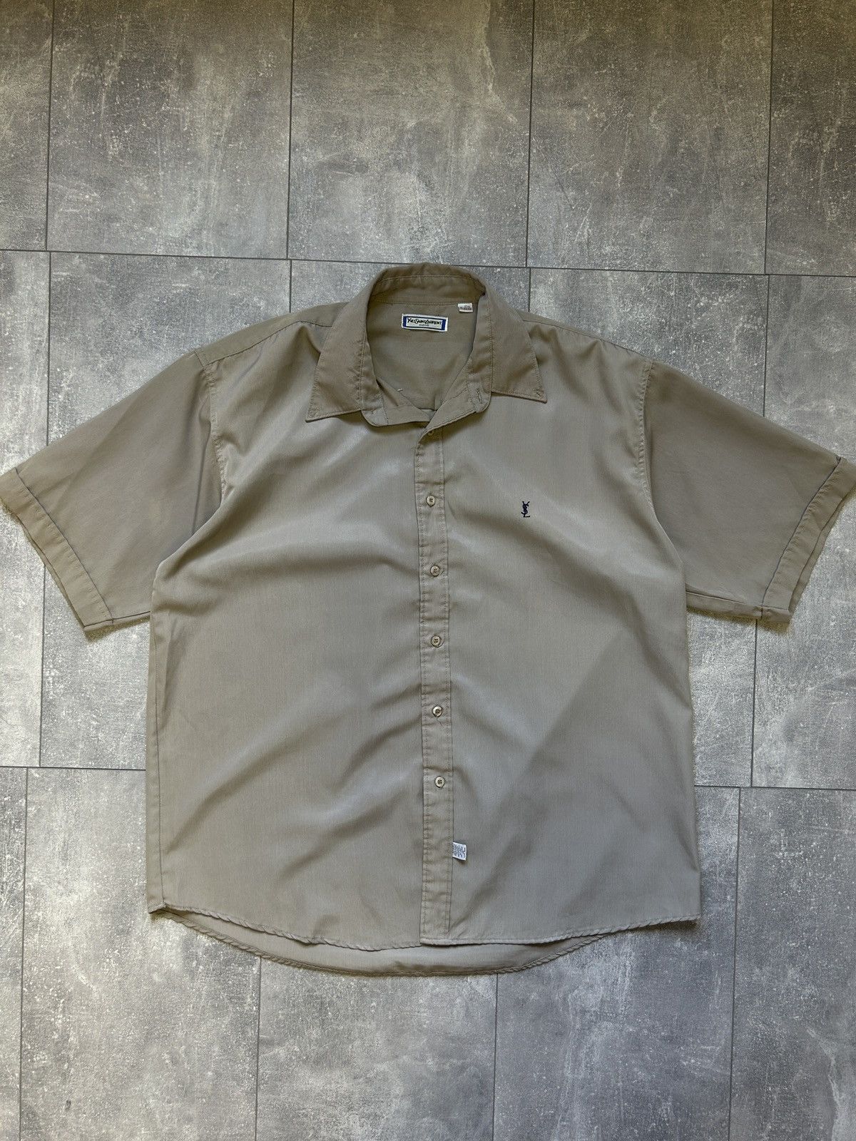 image of Mens Vintage YVES Saint Laurent Shirts Button Up Luxury YSL in Brown/Beige (Size XL)