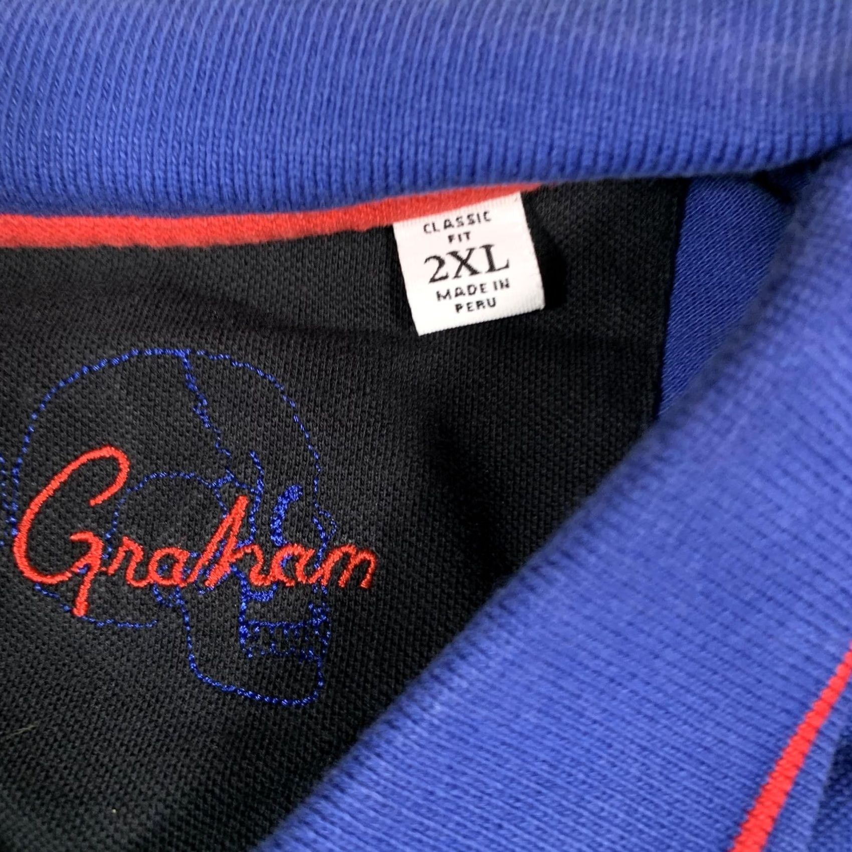 Robert Graham Robert Graham Mens Polo Shirt Blue 2XL Classic Fit Short Sleeve Cotton Red Trim Size US XXL / EU 58 / 5 - 5 Thumbnail