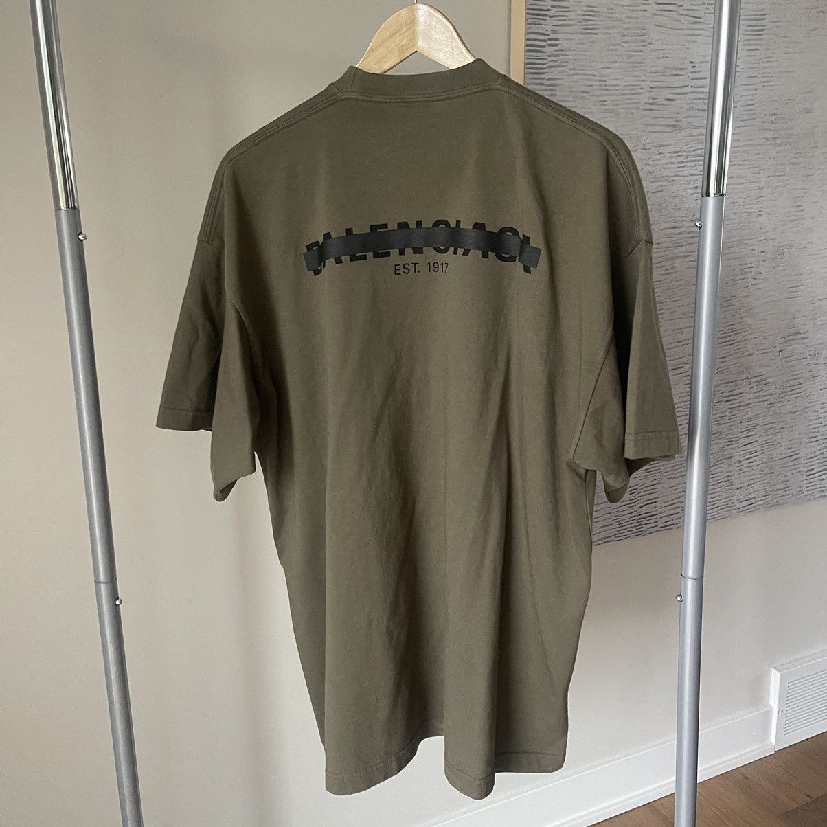 Balenciaga Balenciaga Strike 1917 Oversized T-Shirt Khaki Size US XL / EU 56 / 4 - 4 Thumbnail