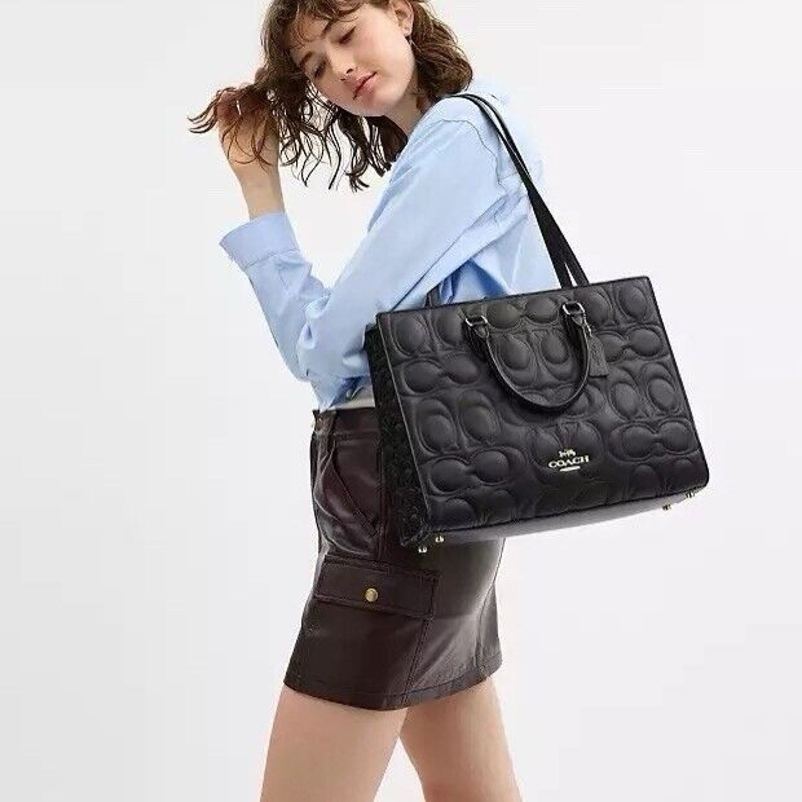 Coach NWT Limited Coach Large Maggie Tote BagLeather CY672 Black Size ONE SIZE - 8 Thumbnail