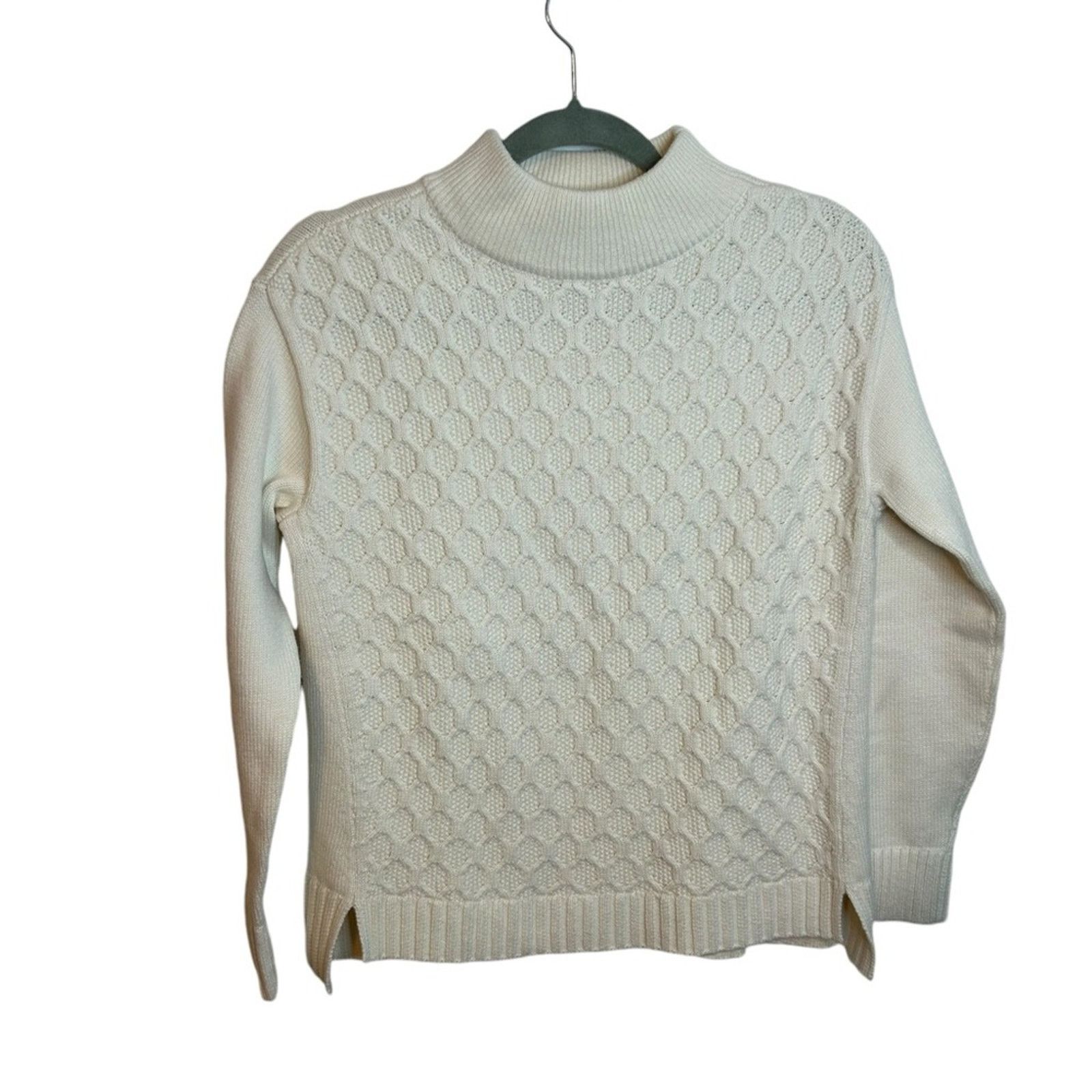 Other Talbots Cream Cable Knit Mock Neck Sweater Size XS / US 0-2 / IT 36-38 - 1 Thumbnail