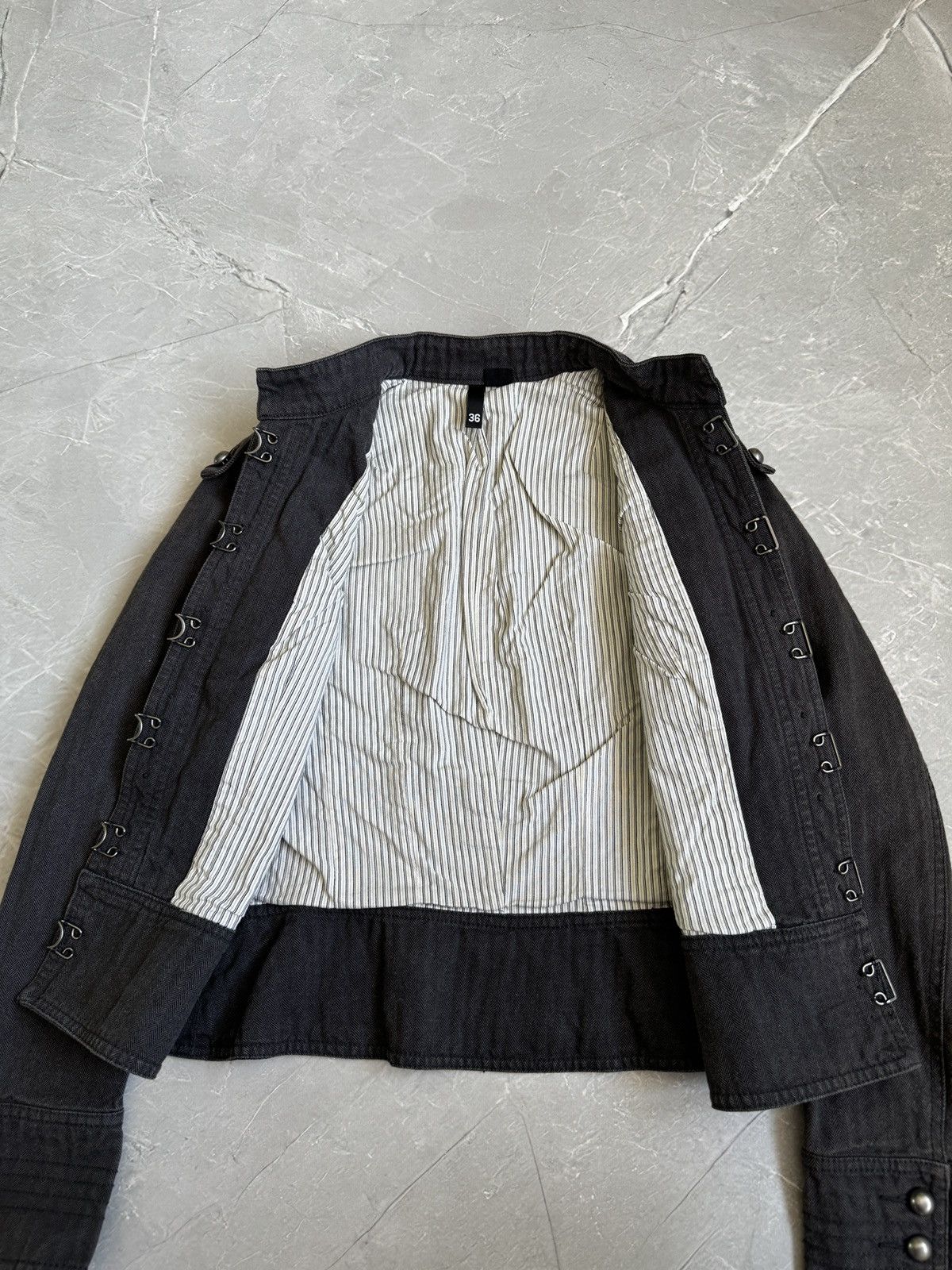 Hysteric Glamour 00s Military Napoleon Washed Denim Jacket PPFM Balmain Style Size S / US 4 / IT 40 - 8 Thumbnail