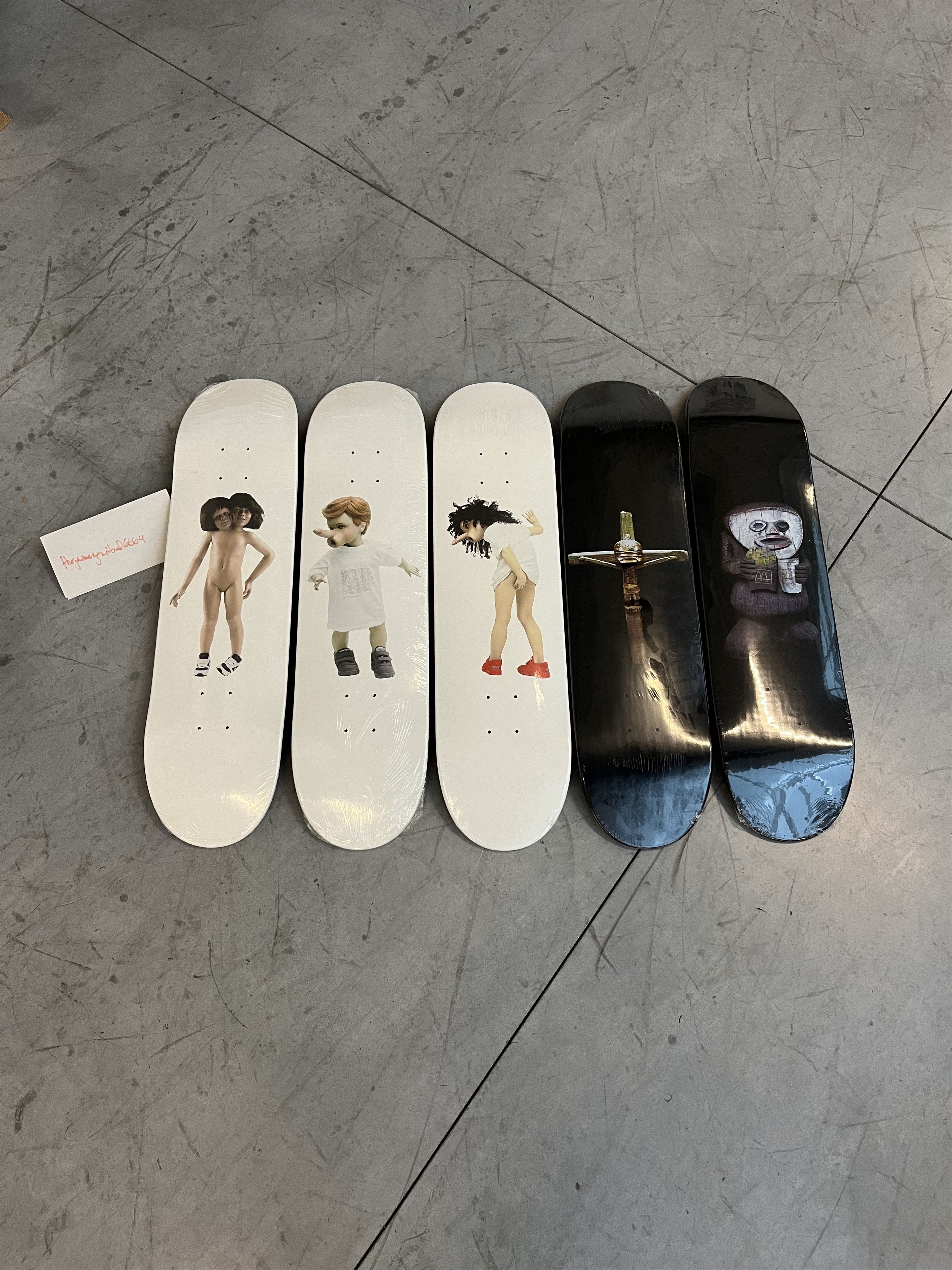 image of Chapman Brothers For Supreme, Set Of 5 Skate Decks in Black, Men's