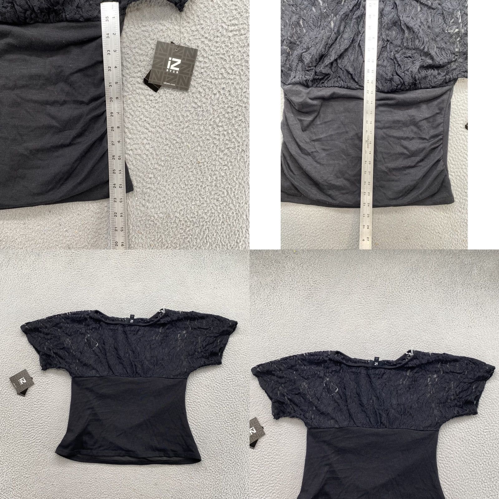 Vintage IZ BYER Boho Peasant Short Sleeve Black Lace Top Blouse 2X Plus Size Womens Blouse Lace Top Sheer Tunic Casual Shirt Size XXL / US 16-18 / IT 52-54 - 8 Thumbnail