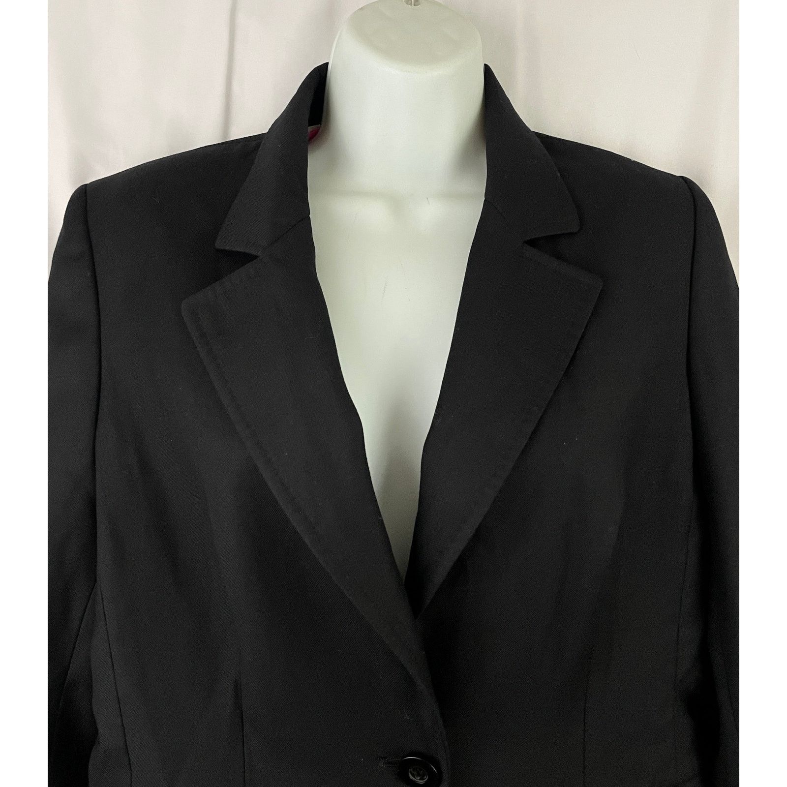 Anne Klein Anne Klein Black Blazer Jacket 8 Single Button Pink Lining Size M / US 6-8 / IT 42-44 - 3 Thumbnail