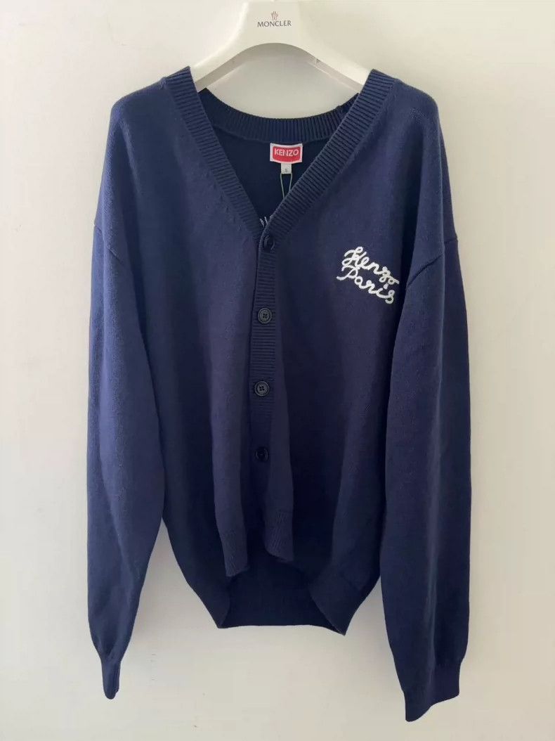 Kenzo KENZO Logo V-neck single rowed long sleeve knit sweater Size US S / EU 44-46 / 1 - 1 Thumbnail