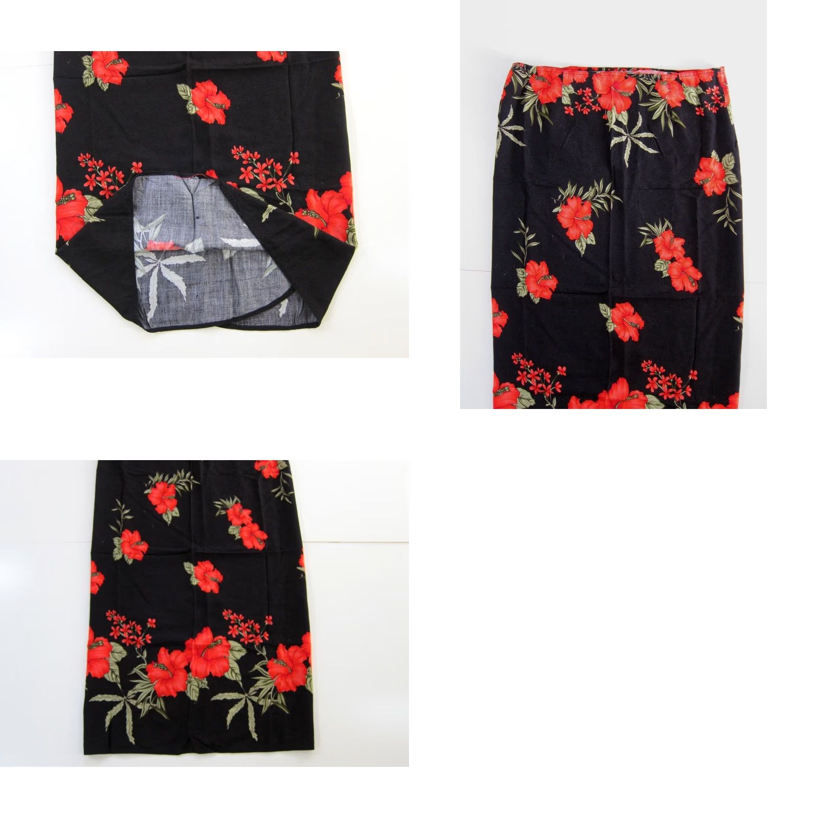 Vintage VINTAGE Hibiscus Collection Hawaii Rayon Black Red Floral Long Maxi Wrap Skirt L Size 36" / US 14 / IT 50 - 8 Thumbnail