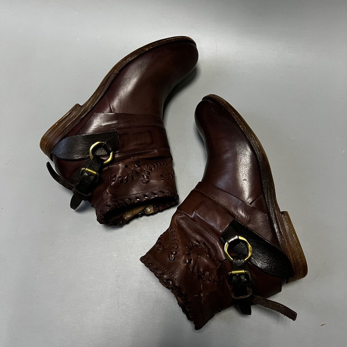 A.S.98 A.S.98 Airstep Design Zip Ankle Boots Shoes Burgundy leather Size US 7 / IT 37 - 2 Thumbnail