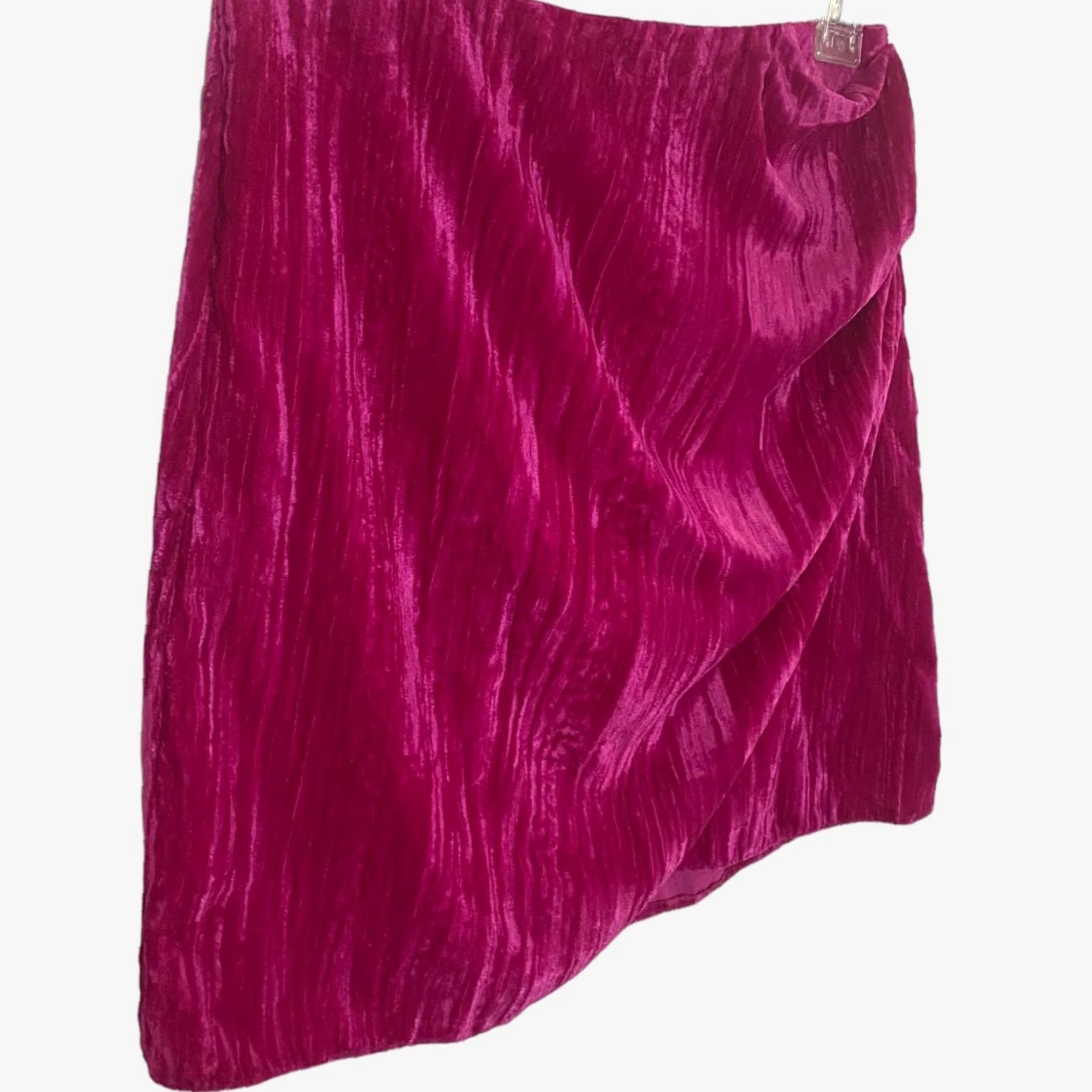 Topshop Topshop Velvet Drape Mini Skirt Women's Petite Size 2 Hot Pink High-Waisted Size 26" / US 2 / IT 38 - 3 Thumbnail