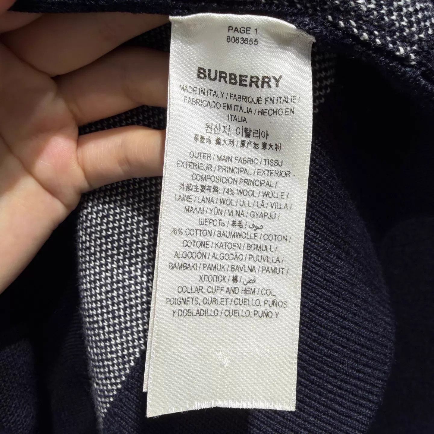 Burberry Burberry Navy Blue Wool Blend Jacquard Logo M Knit Sweater Size US M / EU 48-50 / 2 - 4 Thumbnail