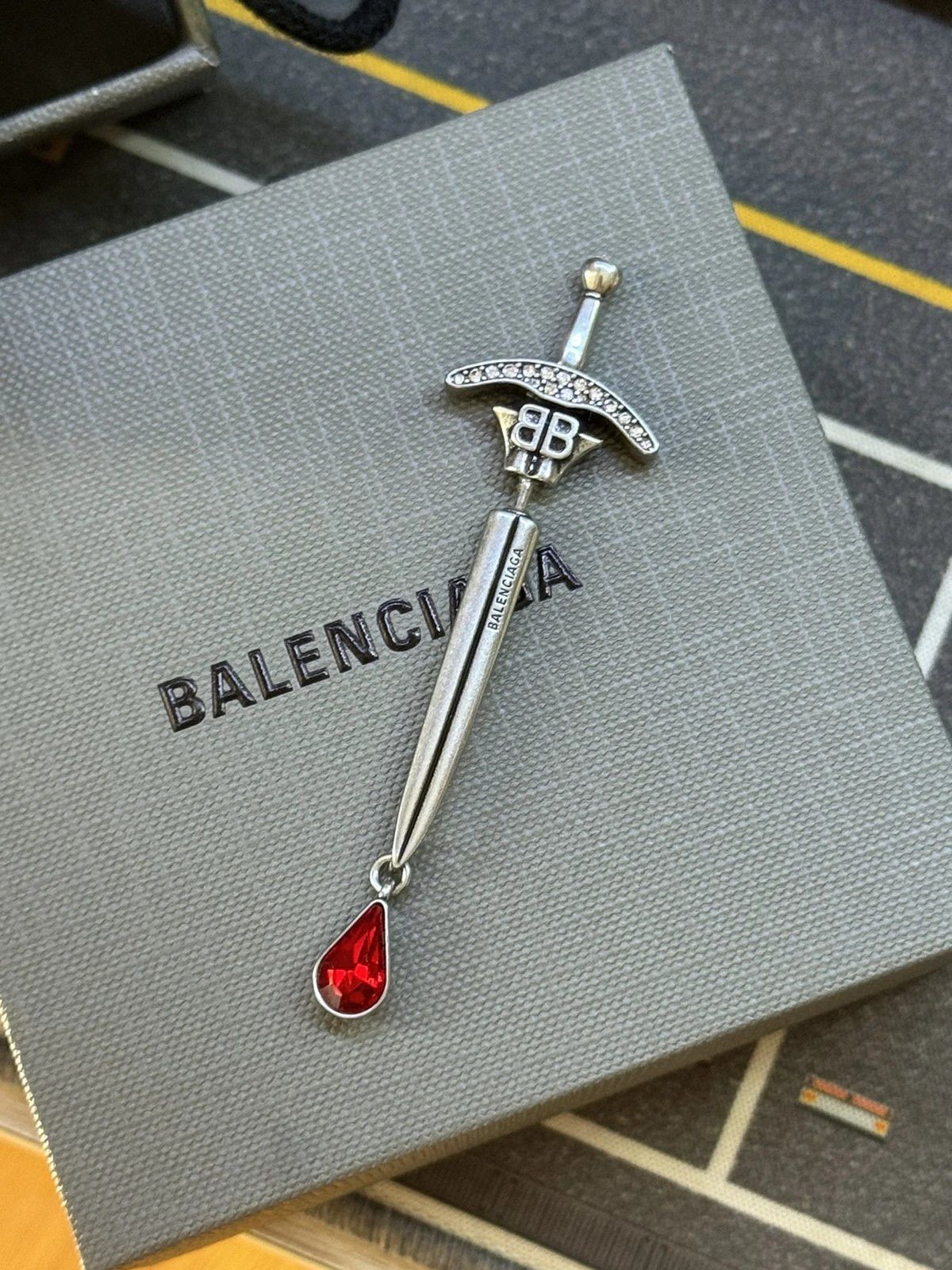 Pre-owned Balenciaga Goth Sword Earring In Silver